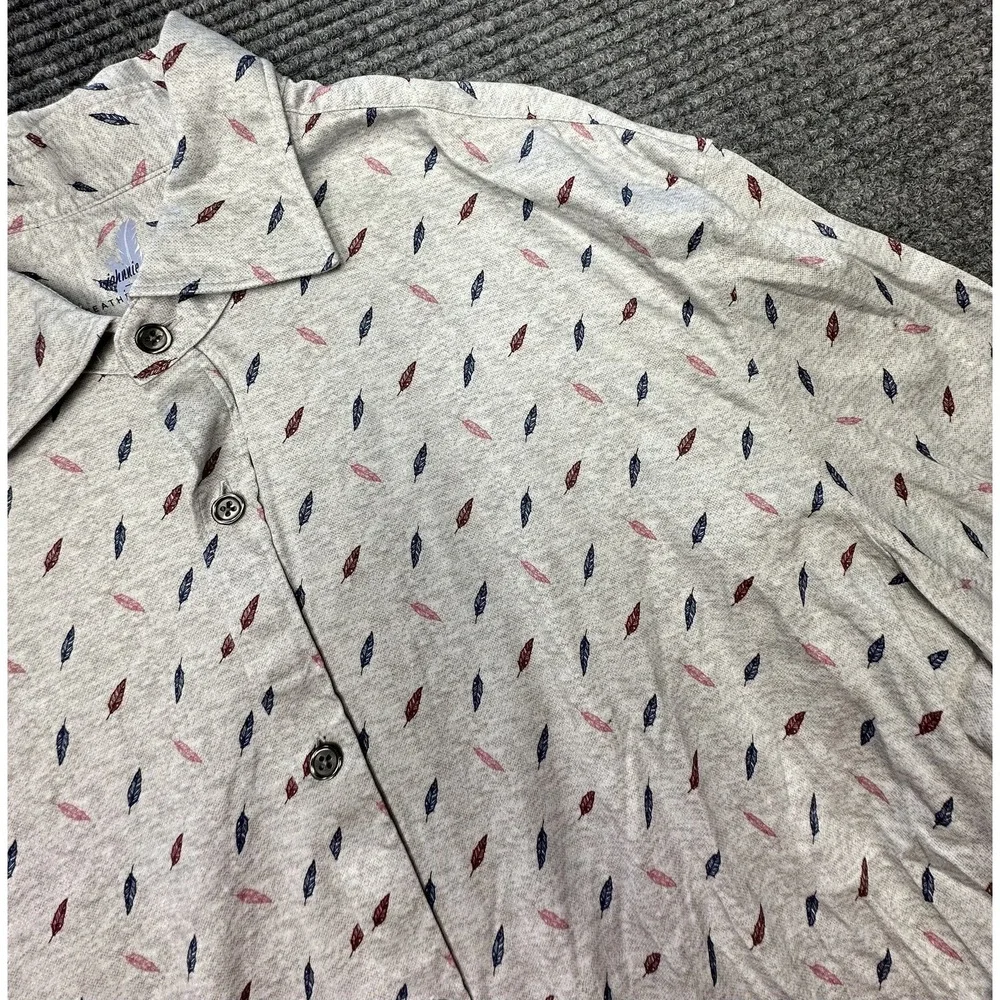 Johnnie-O Featherweight Shirt Mens Large Feather Print Button Up Long Sleeve